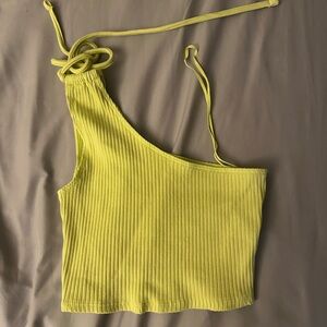 Aerie green one shoulder tie crop top
